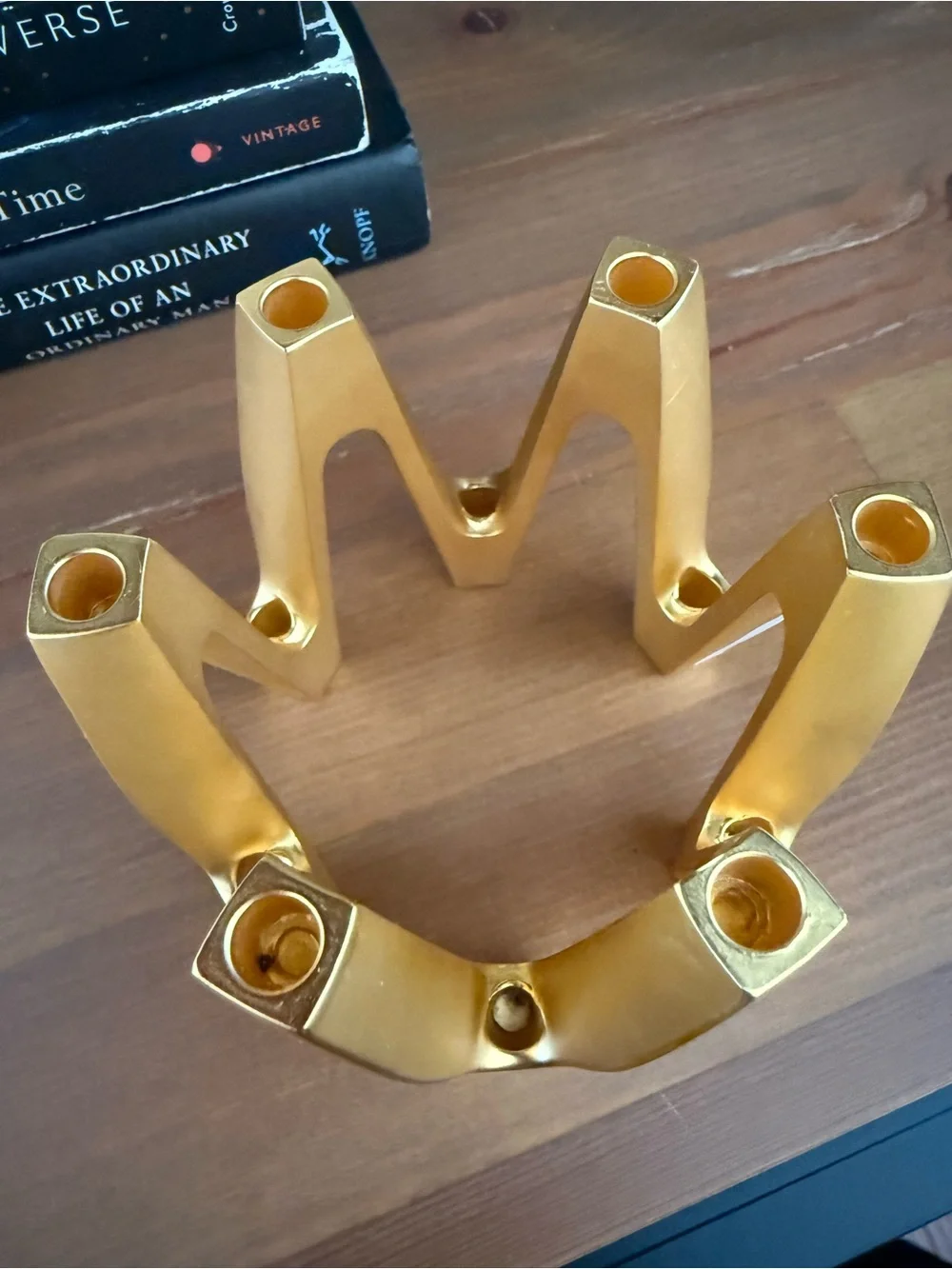 Dansk Vintage Gold Tone Zinc Tjorn Sculptural Wave Candle Holder
